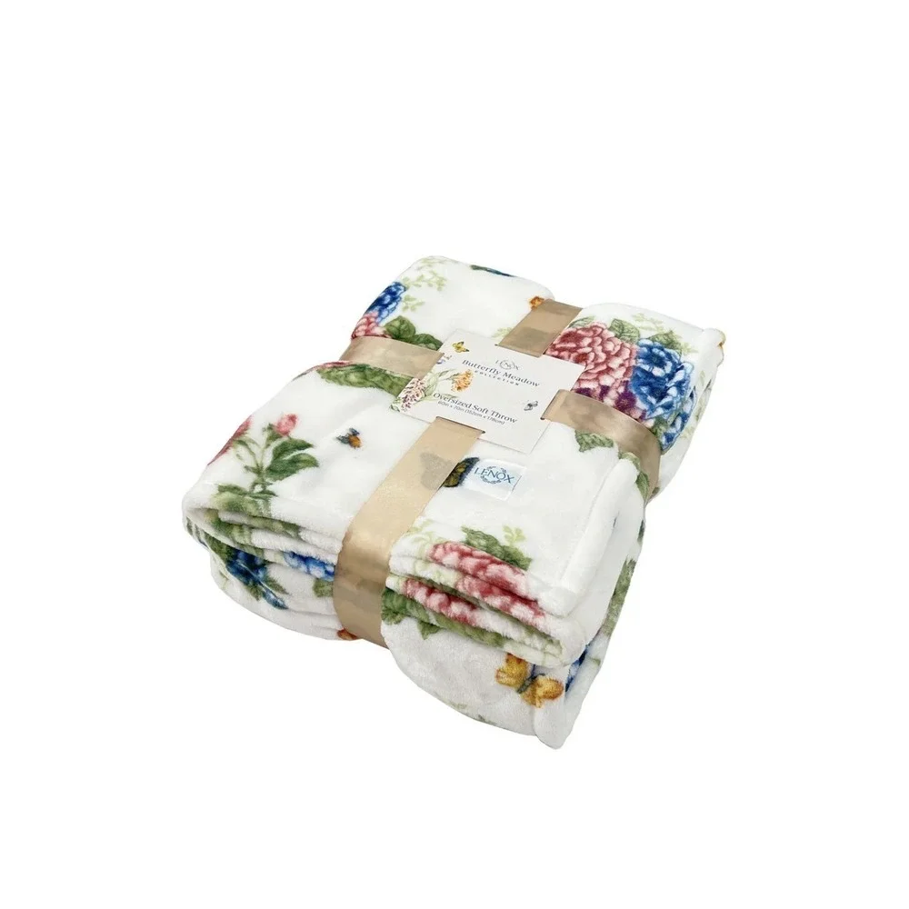 New! Lenox Butterfly Meadow Hydrangea Throw‎ Blanket
